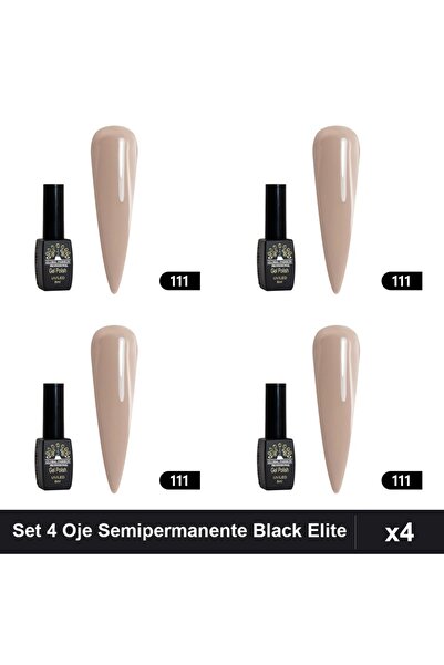 global fashion Set 4 Oje Semipermanente Black Elite 8ml, Manichiura UV/LED Pr...