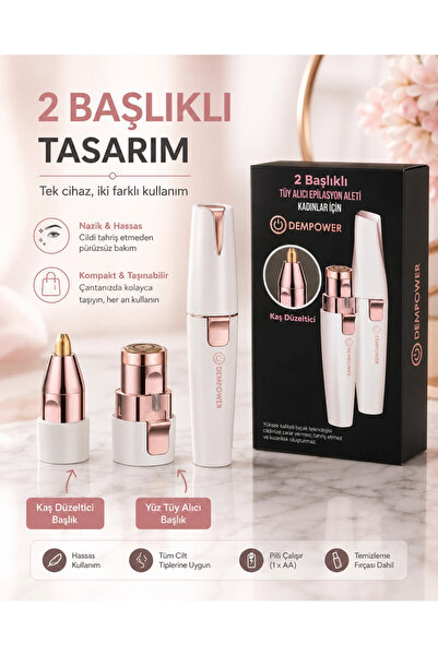 Pazarcan Şarjlı Kadın Tüy Alma Kaş Düzeltici Başlıklı Hassas Epilasyon Makinesi