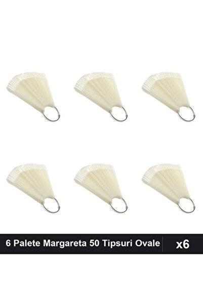 NAİLS Set 6 Palete Margareta cu 50 Tipsuri Ovale pentru Exersat Oja Semiperma...