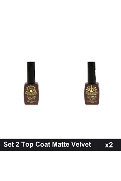 global fashion Set 2 Top Coat Matte Velvet 12ml, Finisaj Mat fără Strat Dispe...