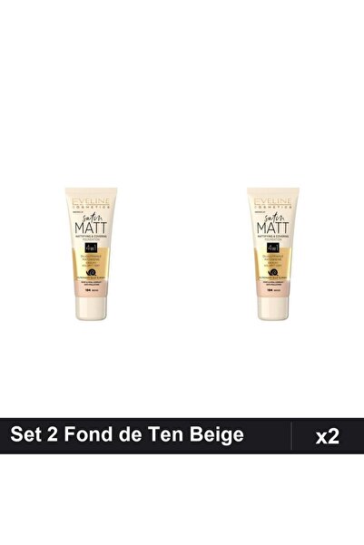 Eveline Set 2 Fonduri de Ten Satin Matt 104 Beige 30ml, Acoperire Matifiantă