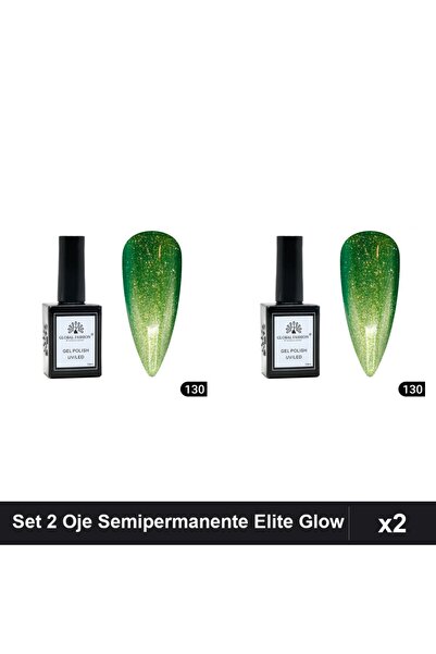 global fashion Set 2 Oje Semipermanente Elite Glow 15ml, Gel Polish UV/LED