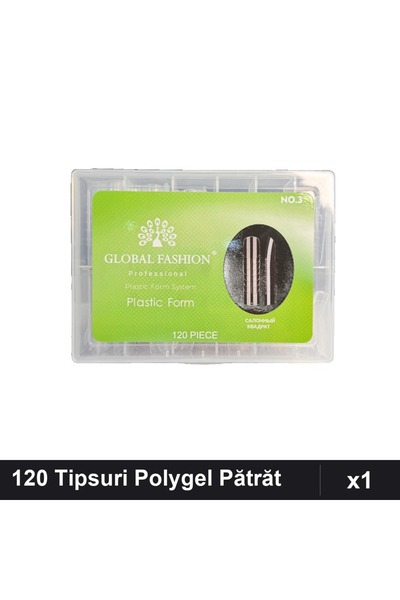 global fashion Set 120 Tipsuri Reutilizabile Polygel Pătrăt Salon Nr.3 Extens...