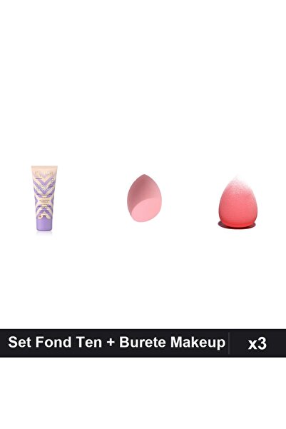 Makeup Set 3 Fond de Ten Eveline Better than Perfect 05 Beige + 2 Burete
