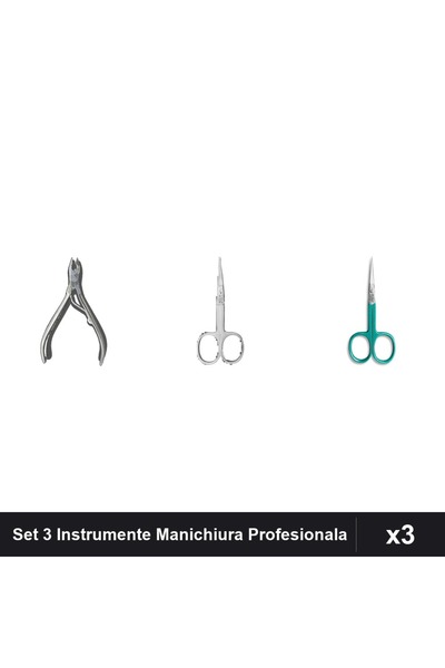 One Group Set 3 Instrumente Manichiura Profesionala, Cleste Pedichiura si For...