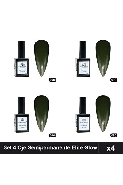 global fashion Set 4 Oje Semipermanente Elite Glow 15ml, Gel Polish UV/LED