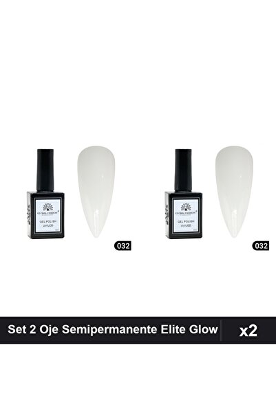 global fashion Set of 2 Elite Glow Semi-Permanent Nail Polish 15ml, Gel Polis...