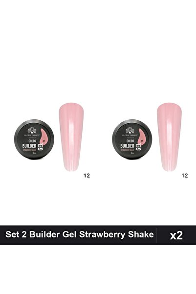 global fashion Set 2 Color Builder Gel UV 15g Nr.12 Strawberry Shake, Constru...