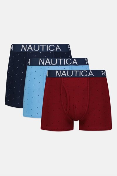 Nautica Men 3 Pcs Brand Logo Boxers, Multicolor