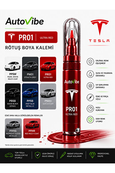 AutoVibe Tesla Rötuş Boya Kalemi PPMR Red Multi-Coat 2’si 1 Arada