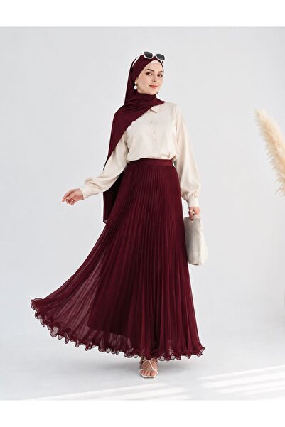 Transacoustic ETEĞİ VOLANLI BELİ LASTİKLİ PLİSELİ ŞİFON ETEK