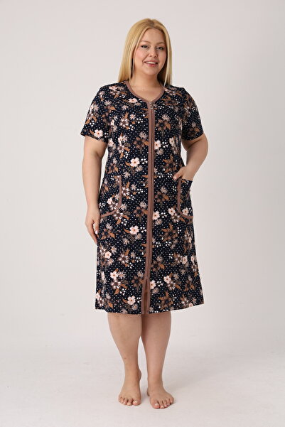 ROMEO LİFE Women's Plus Size 100% Cotton Combed Cotton Fabric Zippered Summer...