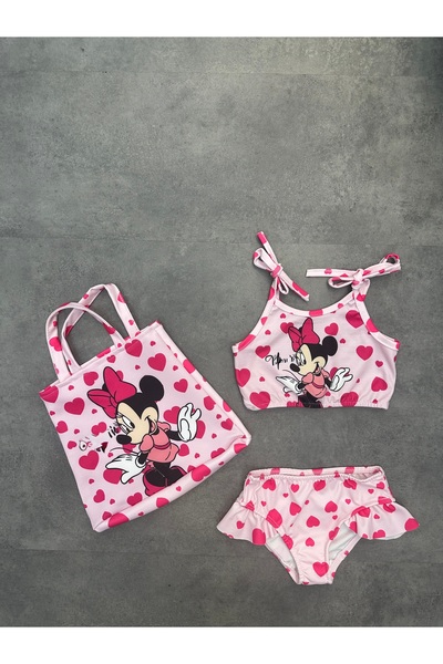 trandbaby Kız çocuk dalgıç kumaş kalite kalıp çantalı üç parça mayo bikini ya...