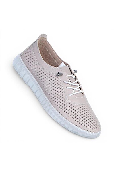 Crista C13 Cream Genuine Leather Women's Casual Shoes