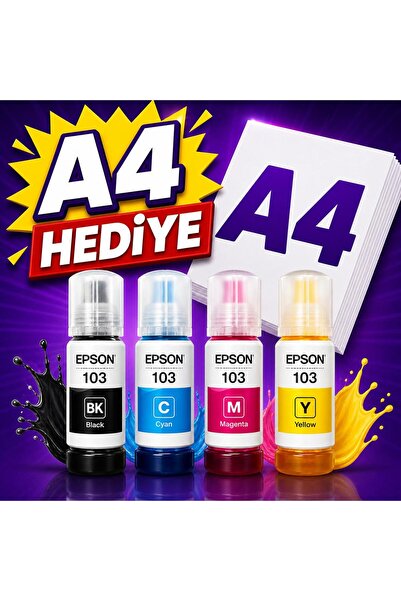 EPSON 103 L3250 Orjinal 4 Renk Mürekkep Kartuş Takımı 65ml