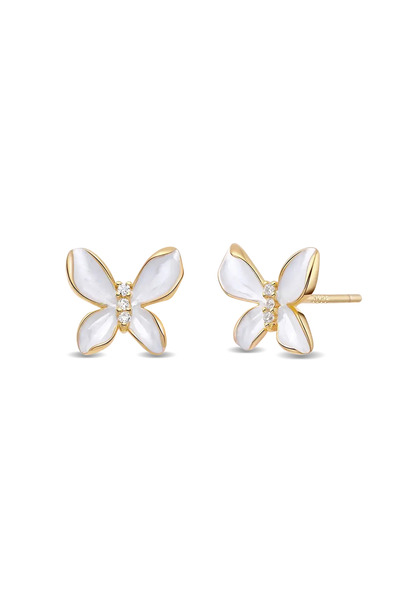 Lisa&Co. Cercei Argint Fine Butterfly Argint placat cu rodiu / Alb / Zircon