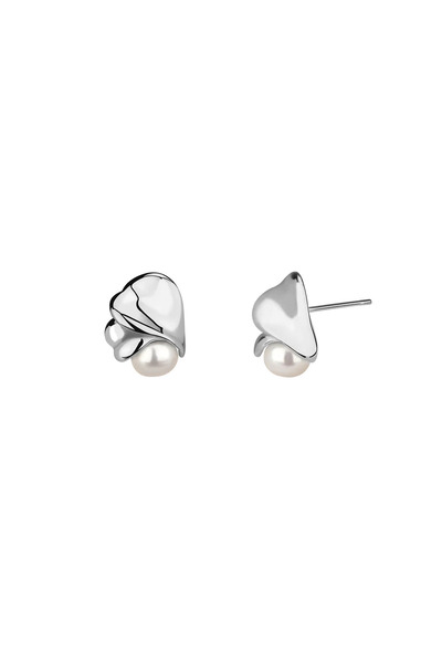 Lisa&Co. Cercei Argint Pearl Wave Argint placat cu rodiu / Perle de apa dulce...