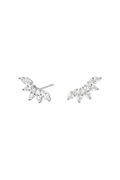 Lisa&Co. Cercei Argint Lis Swing Argint placat cu rodiu / Zircon / Alb