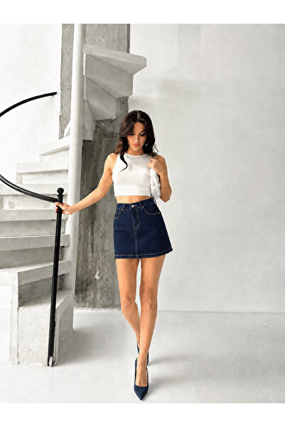 KENE JEANS Dark Blue Short/ Mini Denim Jeans Skirt