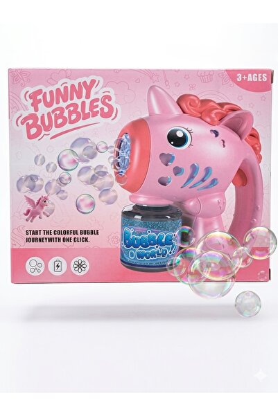 G-TUĞ OUTLET Çocuklar İçin Unicorn Tasarımlı Otomatik Baloncuk Tabancası Funn...