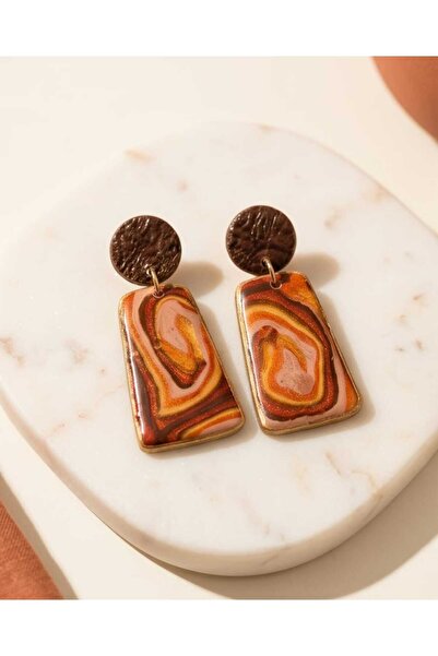 Dodemert Home Desert Sunset Wavy Polymer Clay & Epoxy Handmade Design Earrings