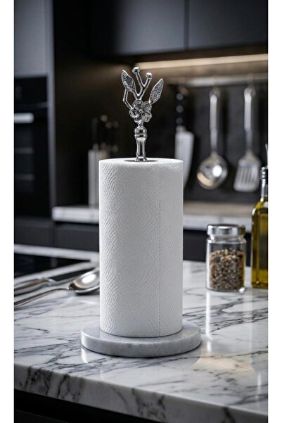 ONON Luxury Marble Base Metal Standing Paper Towel Holder with Flower Figures...
