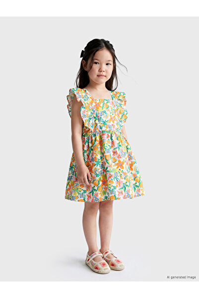 LC Waikiki Nevavm Flower Patterned Girl's Dress with Difference
