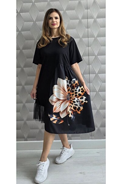 MAXORA SHOP Monique Short-Sleeved dress with 3D print