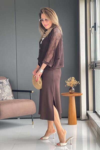 MİSLİNA BUTİK Bolero Detay Kahve Elbise