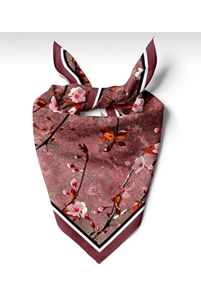 618 CONCEPT 55X55 Red Sakura Flower Patterned Bandana/Scarf