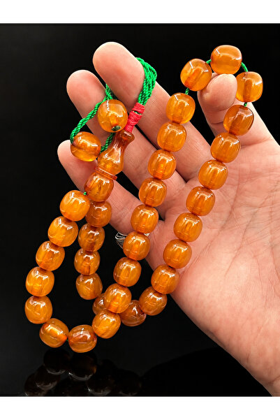 Cemhan Göksal Squeeze Amber Prayer Beads Yellow Hareli 13X13 mm Capsule Cut O...
