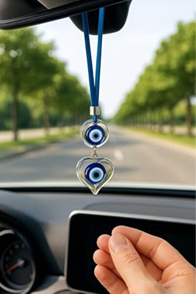 Yıldızan Simagift Glass Evil Eye Beaded Car Rearview Mirror Ornament – Stylis...