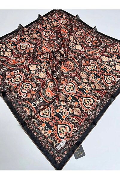 Butik Etnik Desenli Organik Kare Zer Eşarp