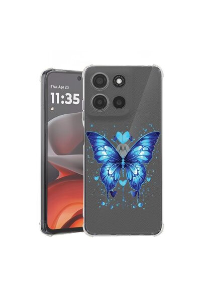 bestcase ¬Æ Husa pentru Motorola Moto G15, Anti Shock 1.5MM, Blue Butterfly, ...
