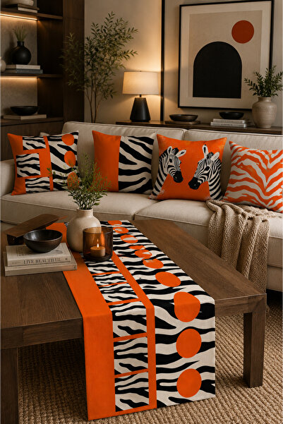 stellahomes Zebra Patterned Decorative Pillowcase Runner Set Modern Bohemian Living Room Decor