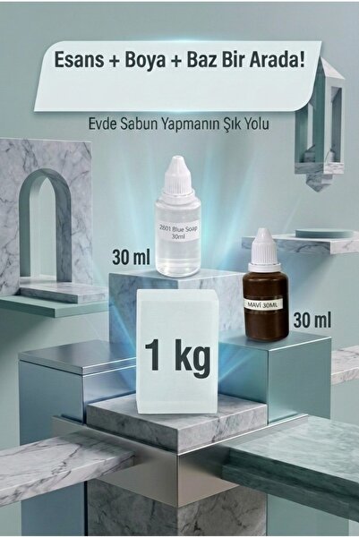 Organik Hekim Blue Soap Esans & Mavi Boya & Sabun Bazı 1 KG Yapım Seti