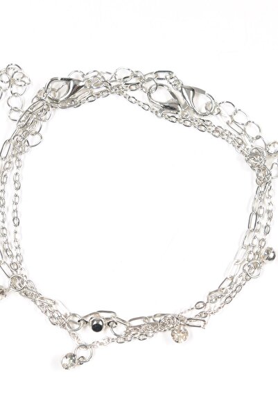 meli melo Set of 2 silver anklets