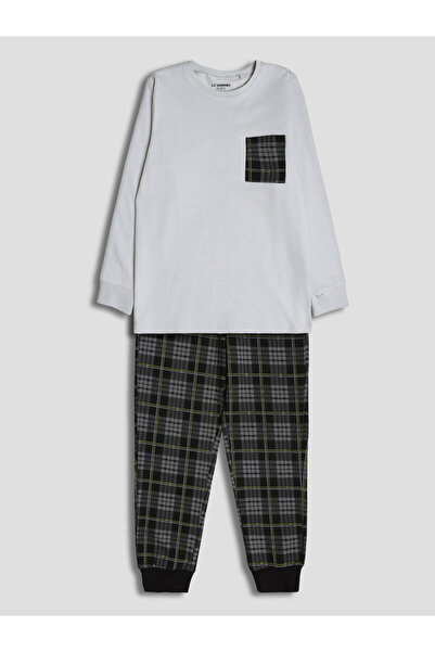 LC Waikiki Crew Neck Plaid Boys' Pyjamas Set