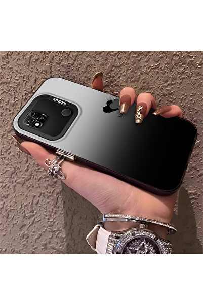 SLIMFELT Redmi 9C/10A Uyumlu Siyah Gümüş Geçişli Kalp Kılıf, Sevimli Cool Tarz