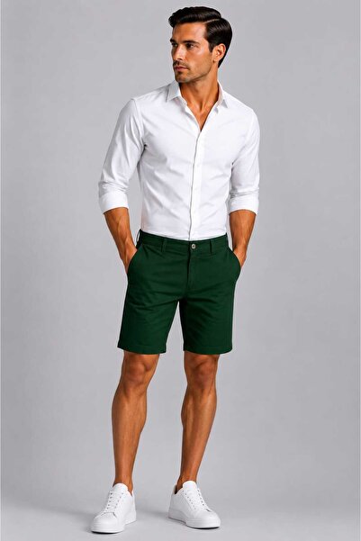 ANATOLIATEKSTILE Pantaloni Scurți Bărbați Slim Fit Casual Premium Bermude Ele...