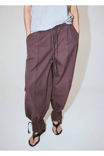 MANGO Woman Bağcıklı bol pantolon