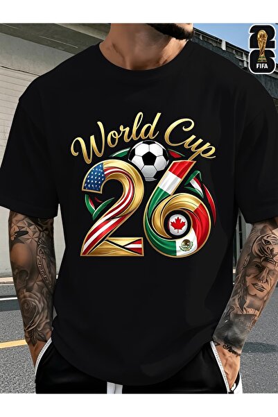 WOODROFFE Unisex 2026 World Cup Printed T-Shirt Oversize T-Shirt Loose Fit