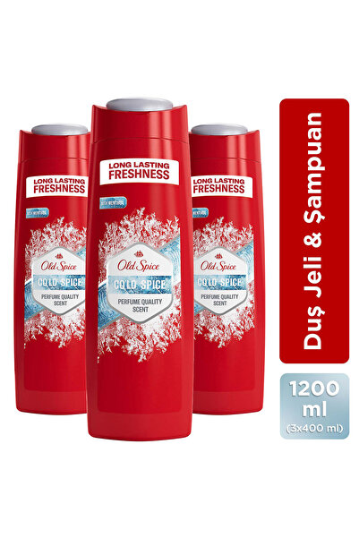 Old Spice Cold Spice Erkek İçin 3’ü 1 Arada Duş Jeli ve Şampuan 400ml x3"