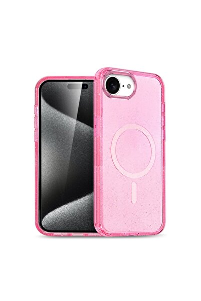 UnDePlus Apple iPhone 17E / 16E Kılıf M-Safe Şarj Özellikli Simli Sert Şeffaf...