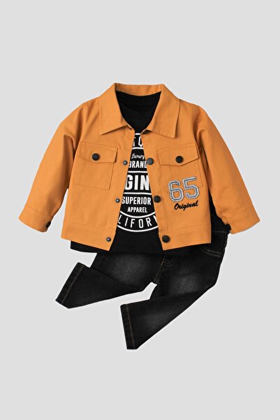Chicsy Baby 65 Embroidery Detailed Denim Jacket Baby Boy 3-Piece Set