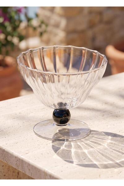 The Mia Glass Ice Cream Bowl and Dessert Presentation Bowl Black 240 ml
