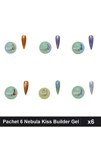 global fashion Pachet 6 Nebula Kiss Builder Gel 15g - Nr.02 Nr.05 Nr.09 Nr.10...