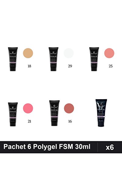 FSM Set 6 Polygel 30ml - Nr.16, Nr.18, Nr.21, Nr.22, Nr.25, Nr.29