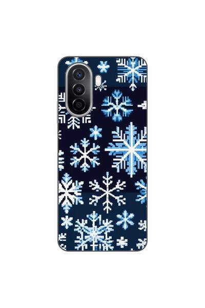 OEM Husa compatibila cu Huawei Nova Y70 Silicon Gel Tpu Model Pixel Art Snowf...