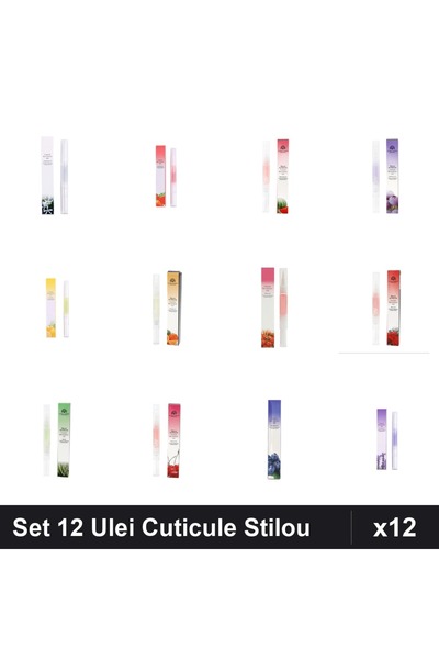 NAİLS Set 12 Ulei Cuticule Tip Stilou - Osmanthus, Strawberry, Lemon, Cherry,...